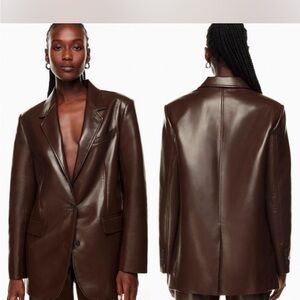 Aritzia Dark Brown Leather Blazer